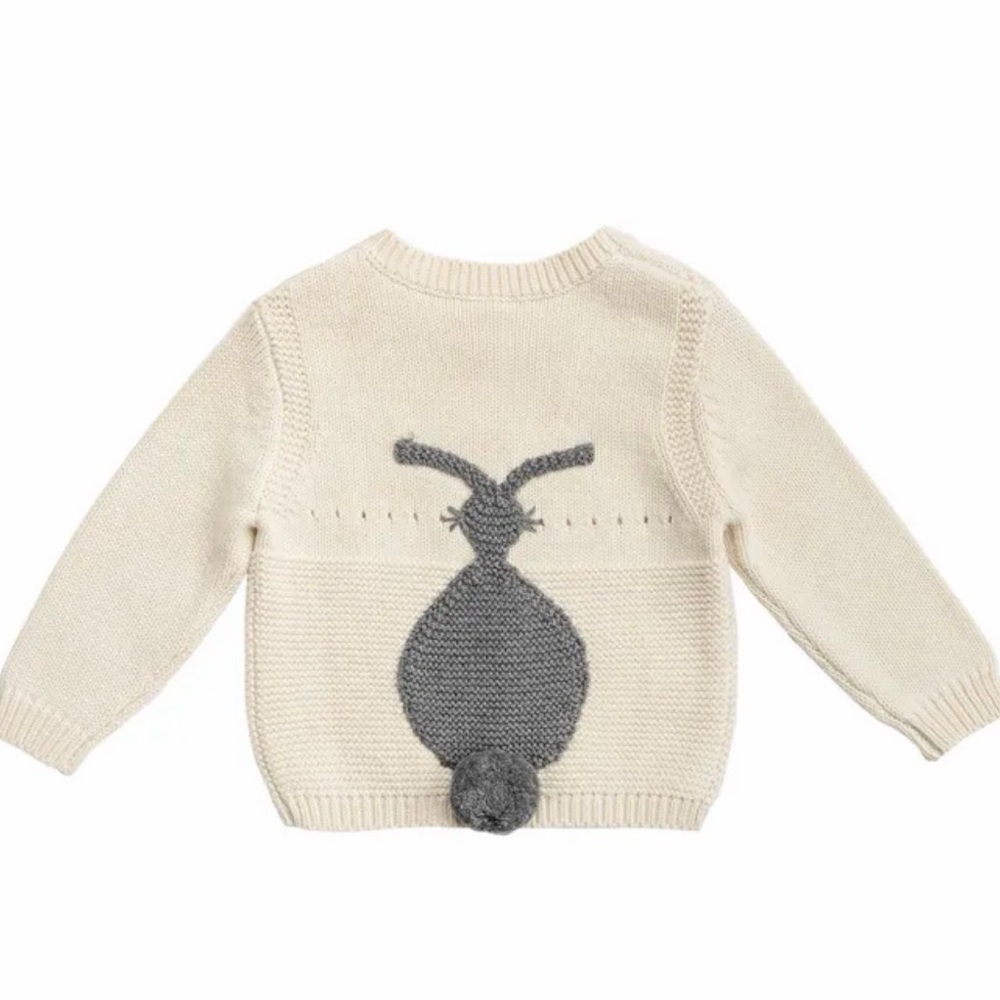 STELLA MCCARTNEY KIDS Rabbit Sweater Organic Cotton & Merino Wool in Ecru 12 mo